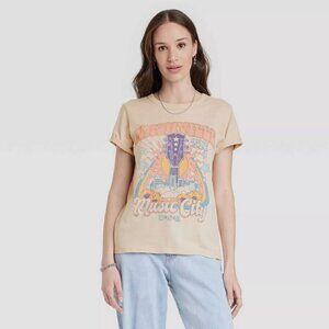Women's Music City Short Sleeve Graphic T-Shirt - Beige XXL